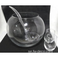 Glass Punch Bowl Set med koppar och slev